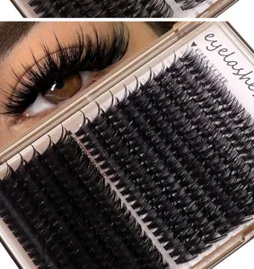 Détail du kit de 300 grappes de faux cils individuels avec courbure D et volume dense