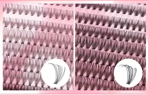 Macro-detail van natuurlijke dichte C-krul individuele wimpers op roze achtergrond