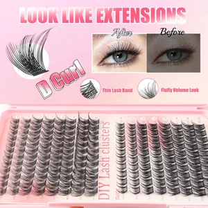 Kit de pestañas individuales DIY curvatura D 10-16mm largos mixtos para volumen denso