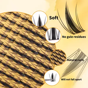 Natural segment individual false eyelashes kit with soft wispy curls and fine stalks