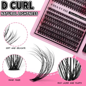 Handcrafted D curl lash extensions set with 9-15mm individual cluster lashes