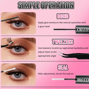 Wimpernverlängerungs-Set mit Bond, Seal und Edelstahlpinzette für DIY-Wimpernstyling