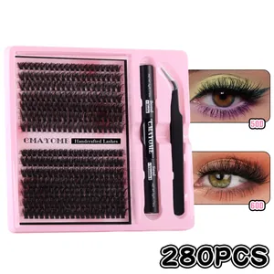 DIY Eyelash Extension Kit with 280 clusters, lash bond seal, and applicator tweezers
