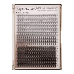 Kit d'extension de cils en grappes DIY avec 15 rangées de cils noirs denses D-curl