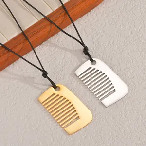 Kreative Kamm Anhänger Halskette Aus Edelstahl Haargestaltung Gold Silber Beschichteter Schmuck Für Herren Damen Alltagsaccessoires
