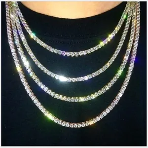 Elegant 4-layer gold plated tennis chain necklace set with sparkling crystal rhinestones