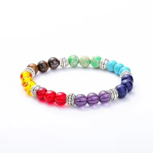 Bracciale albero della vita bohémien fatto a mano con perle colorate in pietra naturale chakra