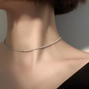 Elegant silver sparkling choker necklace with shimmering finish for minimalist daily style