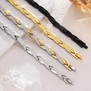 Men's dragon scale chain bracelets in silver, gold, and black stainless steel options