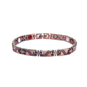 Bracelet magnétique en cuivre avec motifs de croix et textures d'écailles de dragon noir