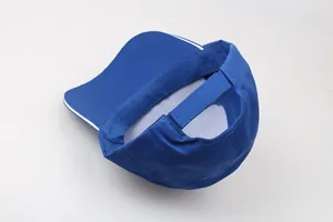 Detail of royal blue cotton baseball cap featuring velcro closure and inner lining