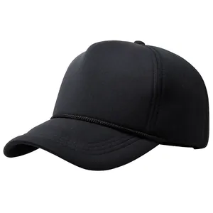 Plain Black Trucker Hat For Men Women Blank Sponge Mesh Baseball Cap With Decorative Rope Adjustable Snapback Sun Hat