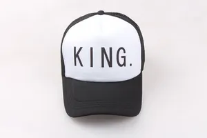 Classic black and white trucker hat with KING. letter print and breathable mesh back