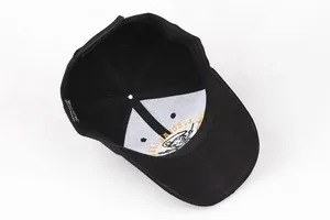 Inside view of black Special Ops baseball cap with embroidery and 100% polyester label
