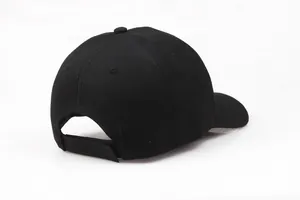 Classic black six-panel cotton tactical baseball cap with adjustable velcro strap closure