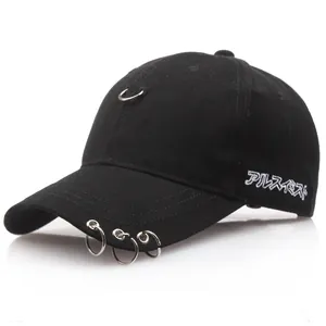Unisex Streetstyle Baumwolle Baseballkappe Mit Metallringen Verstellbare Punk Hip Hop Sonnenhut Für Outdoor Sport Casual
