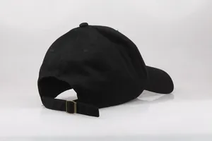 Deep crown large cotton baseball cap in black with adjustable metal buckle back