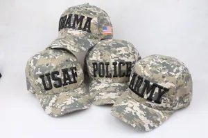 Détail de casquettes camouflage extérieur avec broderie 3D ARMY et POLICE