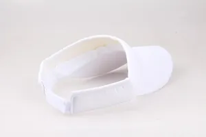 Draufsicht auf ein weißes, verstellbares Outdoor-Sonnencap mit Polyestergewebe und Klettverschluss