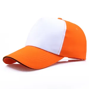 Two-tone cotton twill baseball cap in orange and white for custom logo DIY branding