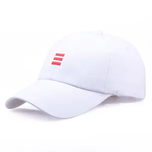 Classic white cotton baseball cap for large head sizes featuring three red stripes embroidery