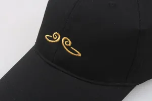 Casquette de baseball en coton noir avec broderie dorée style Sun Wukong élégante