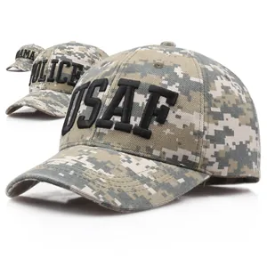 Casquette de Baseball Camouflage Numérique Broderie Lettre 3D Tactique Chapeau Soleil Homme Femme Ajustable Militaire