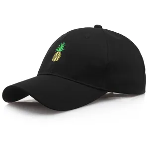 Casquette de Baseball Unisexe en Coton Broderie Ananas Ajustable Chapeau de Soleil Décontracté Mode Snapback Homme Femme