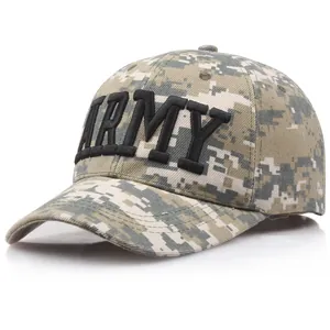 Casquette de baseball camouflage numérique avec broderie ARMY 3D noire sur fond blanc
