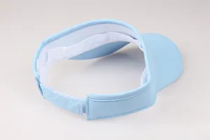 Vue arrière de la visière bleu clair avec doublure en maille et attache velcro