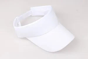 Détail d'une visière pare-soleil blanche avec bande velcro réglable et coutures
