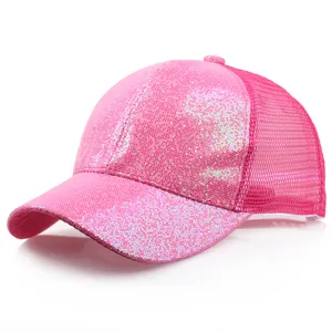 Rosa Pailletten Trucker Hat mit Glitzer und atmungsaktivem Mesh-Rücken für den Sommer
