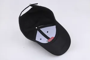 Black cotton baseball cap with red rose embroidery and silver adjustable metal buckle