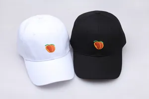 Casquettes de baseball classiques noir et blanc avec broderie pêche et visière courbée