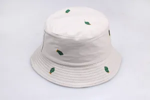 Detailed view of cactus embroidery on high-quality beige cotton twill sun hat