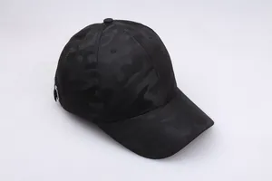 Detail of breathable mesh camouflage baseball cap with adjustable metal side buckle