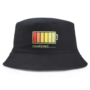 Baumwoll-Canvas Anglerhut Mit Batterielade-Druck Lässiger Sonnenschutz Fischerhut Für Herren Damen Outdoor Zubehör