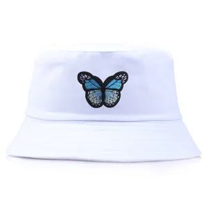 Schmetterling Stickerei Anglerhut Japanischer Minimalismus Baumwolle Sonnenschutz Fischerhut Lässig Outdoor Beckenhut Damen Herren