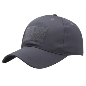 Taktische dunkelgraue Baseballkappe mit Klettfläche und Ripstop-Gewebe-Struktur
