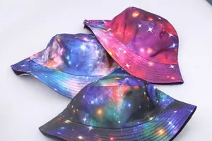 Stylish galaxy print bucket hat in vibrant cosmic colors for summer sun protection