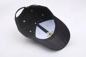Black cotton Mason baseball cap with gold embroidery and adjustable metal buckle