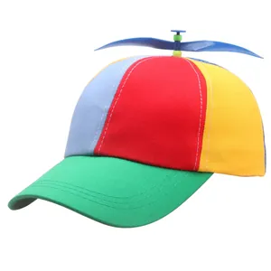 Cotton Propeller Baseball Cap Patchwork Sun Hat Detachable Plastic Bamboo Dragonfly For Carnival Party Adults Costume