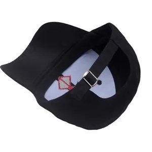 Gothic street punk black baseball cap with adjustable metal buckle and rear view detail