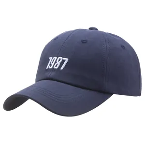 Klassische marineblaue Baumwoll-Baseballkappe mit weißer 1987-Stickerei auf der Vorderseite