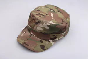 Top view of camouflage patrol cap showing ripstop fabric texture and flat top design