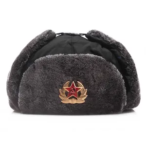 Chapeau Ouchanka coupe-vent avec badge soviétique et fourrure pour la chaleur hivernale