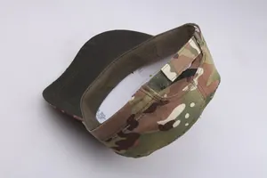 Detail of adjustable velcro strap on back of jungle camouflage flat top patrol cap