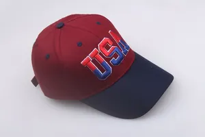 Detailed close-up of 3D USA embroidery and premium cotton fabric on baseball cap
