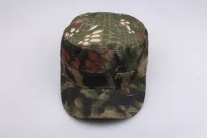 Top view of camouflage patrol cap featuring honeycomb bionic pattern and short brim