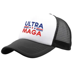 ULTRA MAGA Trucker Hat mit atmungsaktivem Mesh und verstellbarem Riemen in Schwarz-Weiß